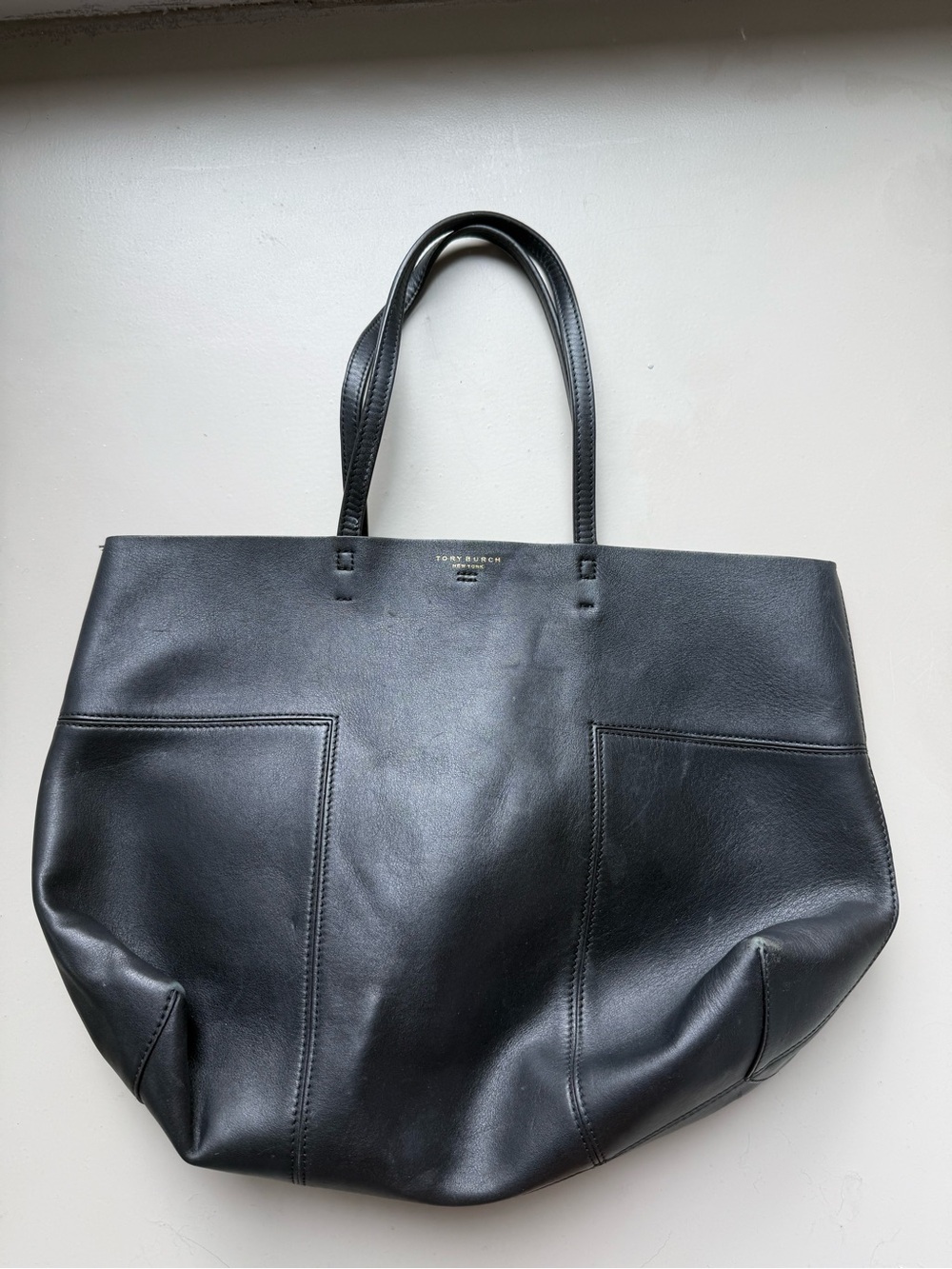 Tory Burch Black Leather Carryall Tote